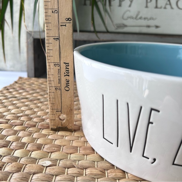 🌴Rae Dunn Ceramic Dog Bowl - White and Light Blue - Picture 5 of 8